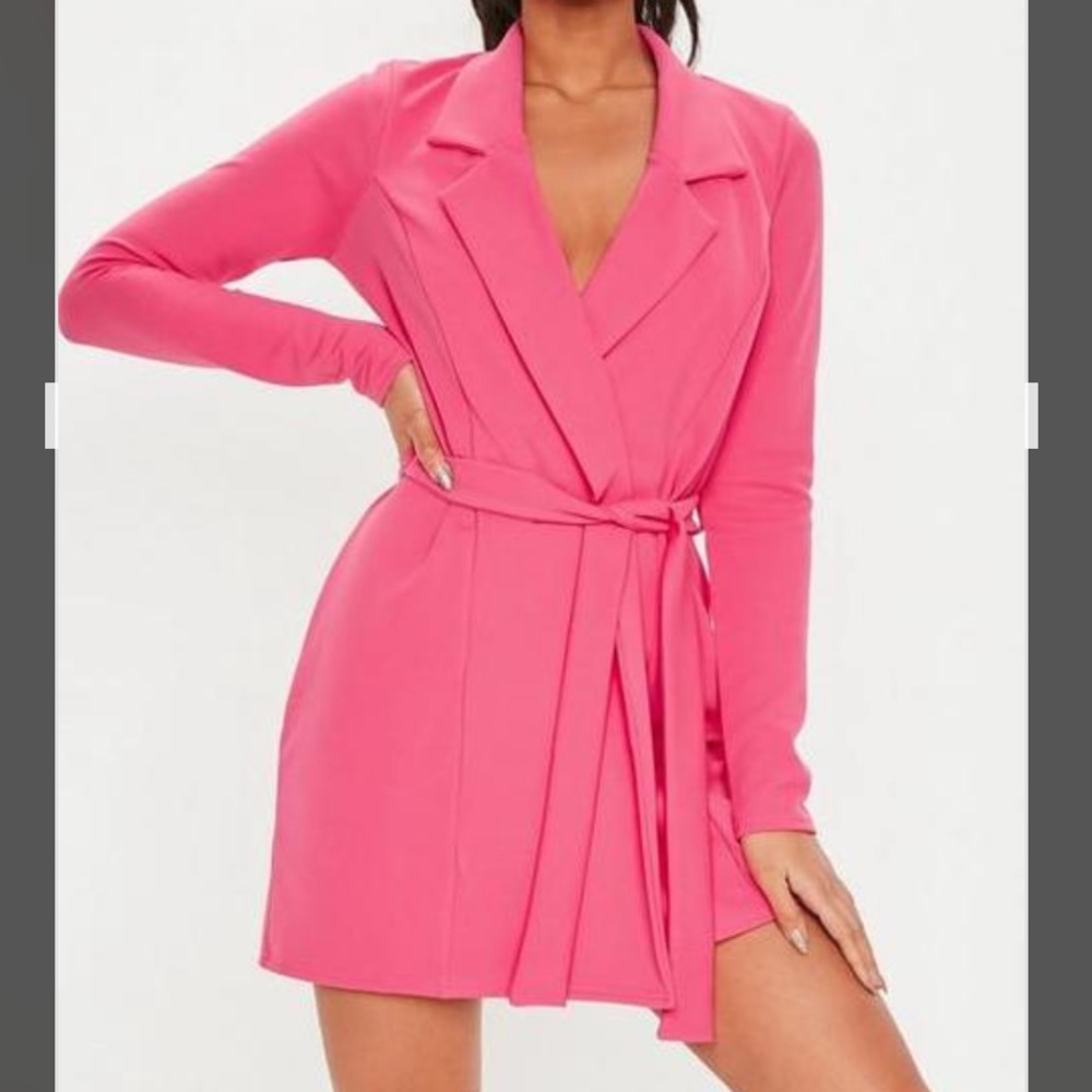 Missguided fuchsia wrap blazer dress NWT